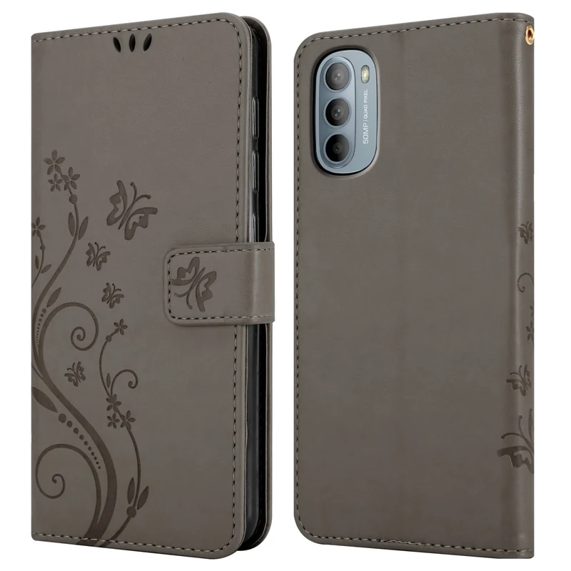 Cadorabo Hülle kompatibel mit Motorola MOTO G31 / G41 Schutzhülle im Blumen Design mit Magnetverschluss, Standfunktion und Kartenfächern