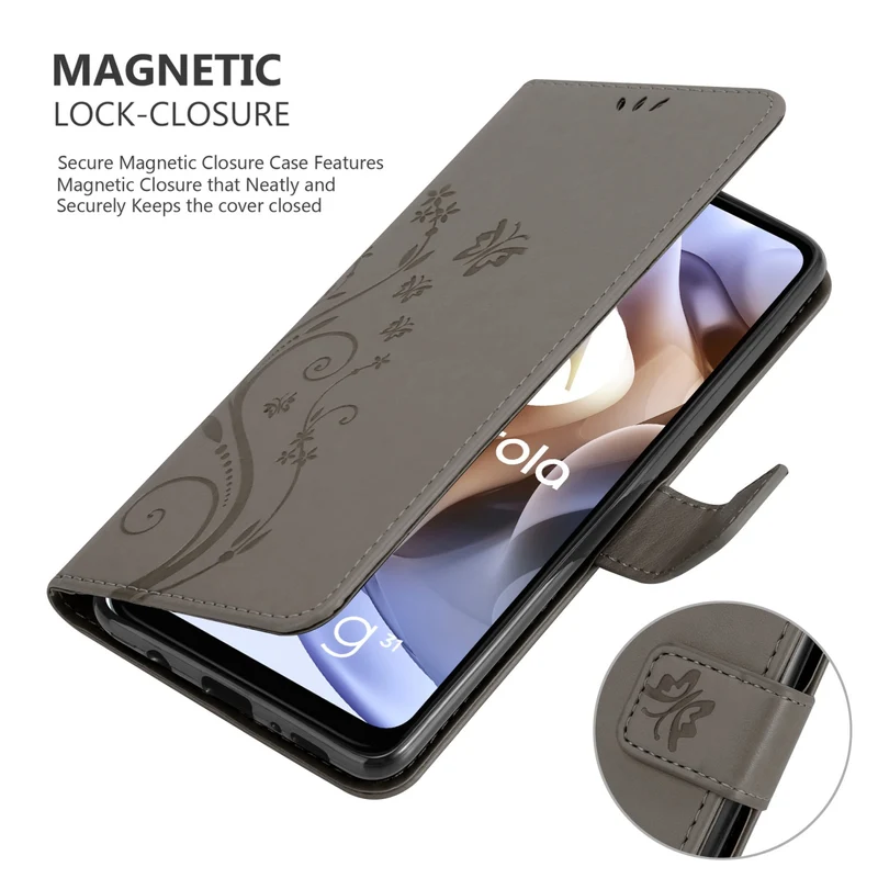 Cadorabo Hülle kompatibel mit Motorola MOTO G31 / G41 Schutzhülle im Blumen Design mit Magnetverschluss, Standfunktion und Kartenfächern