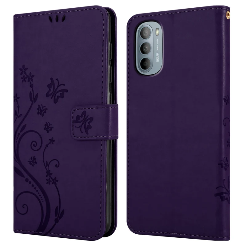 Cadorabo Hülle kompatibel mit Motorola MOTO G31 / G41 Schutzhülle im Blumen Design mit Magnetverschluss, Standfunktion und Kartenfächern
