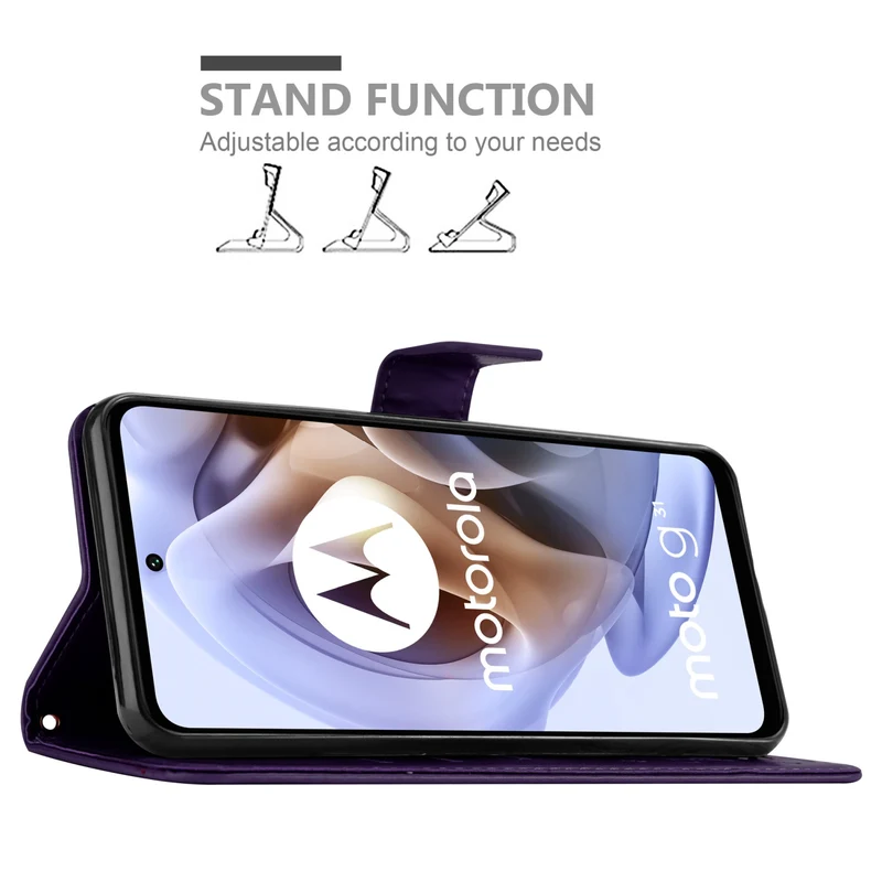 Cadorabo Hülle kompatibel mit Motorola MOTO G31 / G41 Schutzhülle im Blumen Design mit Magnetverschluss, Standfunktion und Kartenfächern