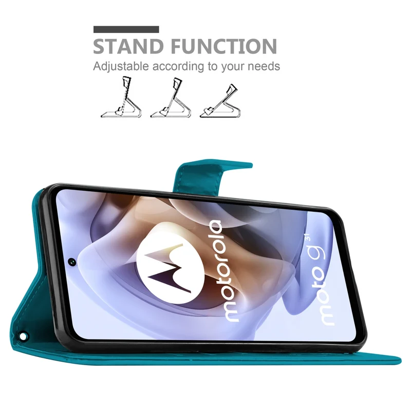 Cadorabo Hülle kompatibel mit Motorola MOTO G31 / G41 Schutzhülle im Blumen Design mit Magnetverschluss, Standfunktion und Kartenfächern