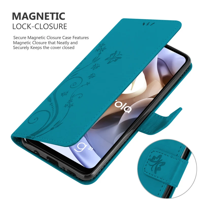 Cadorabo Hülle kompatibel mit Motorola MOTO G31 / G41 Schutzhülle im Blumen Design mit Magnetverschluss, Standfunktion und Kartenfächern