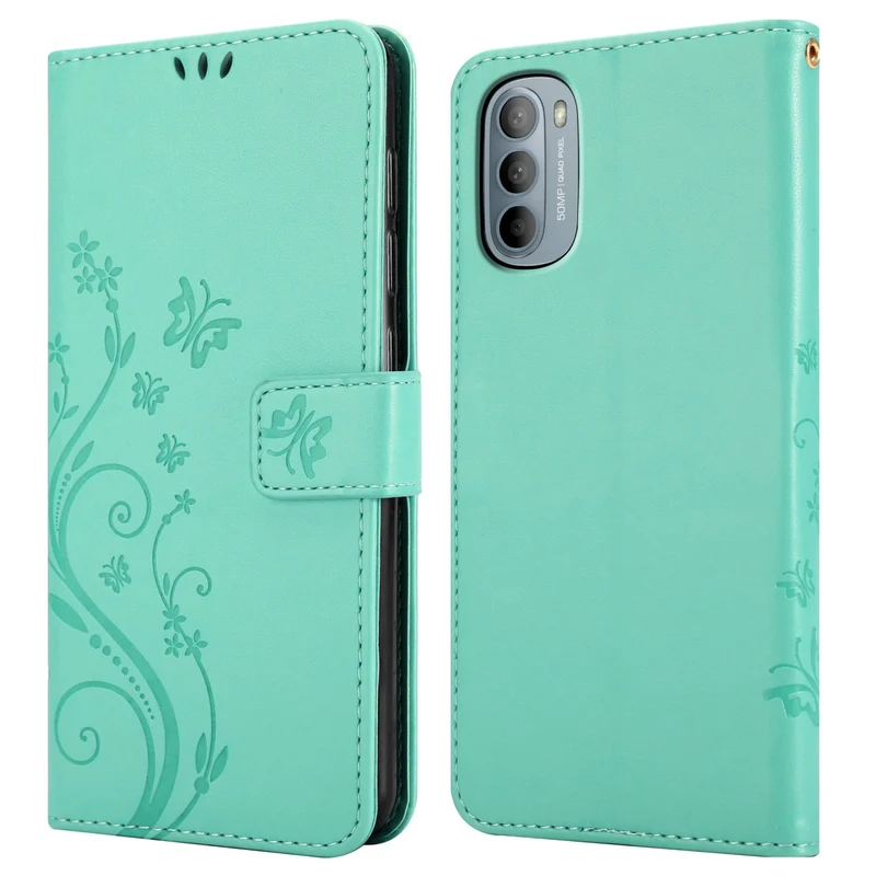 Cadorabo Hülle kompatibel mit Motorola MOTO G31 / G41 Schutzhülle im Blumen Design mit Magnetverschluss, Standfunktion und Kartenfächern