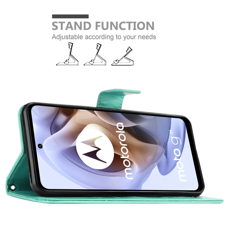 Cadorabo Hülle kompatibel mit Motorola MOTO G31 / G41 Schutzhülle im Blumen Design mit Magnetverschluss, Standfunktion und Kartenfächern