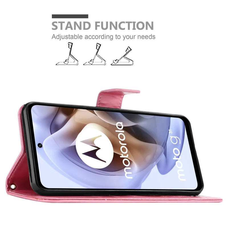 Cadorabo Hülle kompatibel mit Motorola MOTO G31 / G41 Schutzhülle im Blumen Design mit Magnetverschluss, Standfunktion und Kartenfächern