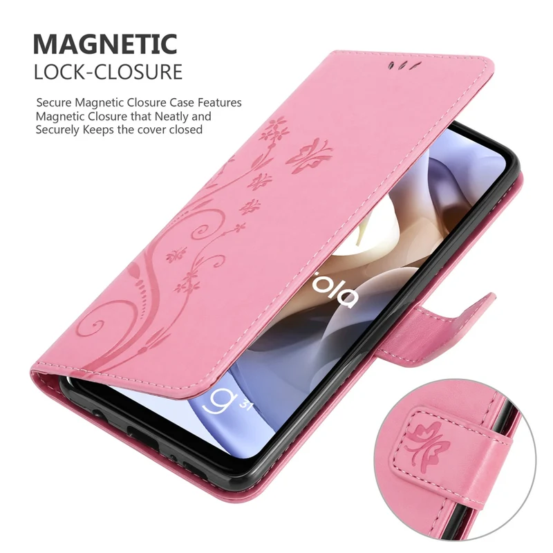 Cadorabo Hülle kompatibel mit Motorola MOTO G31 / G41 Schutzhülle im Blumen Design mit Magnetverschluss, Standfunktion und Kartenfächern