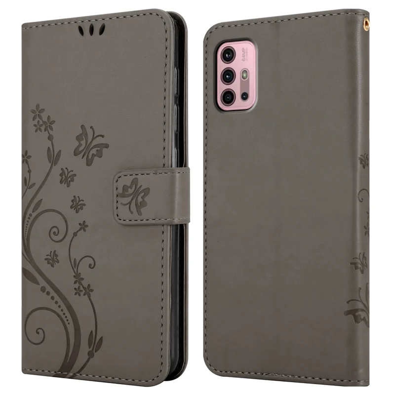 Cadorabo Hülle kompatibel mit Motorola MOTO G10 / G30 Schutzhülle im Blumen Design mit Magnetverschluss, Standfunktion und Kartenfächern
