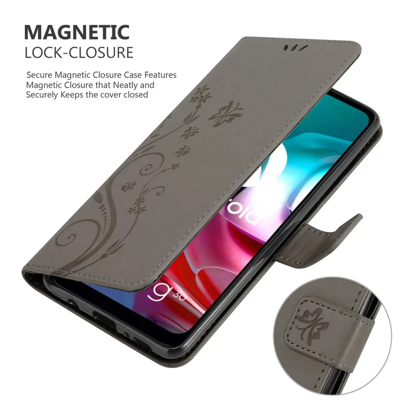 Cadorabo Hülle kompatibel mit Motorola MOTO G10 / G30 Schutzhülle im Blumen Design mit Magnetverschluss, Standfunktion und Kartenfächern