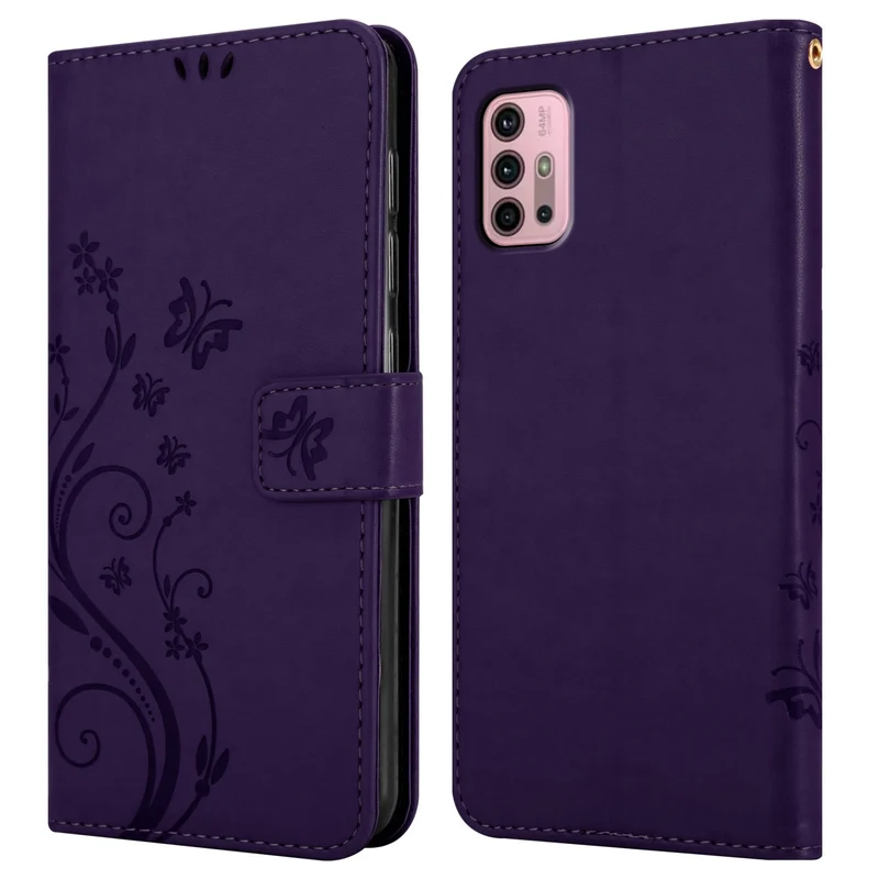 Cadorabo Hülle kompatibel mit Motorola MOTO G10 / G30 Schutzhülle im Blumen Design mit Magnetverschluss, Standfunktion und Kartenfächern