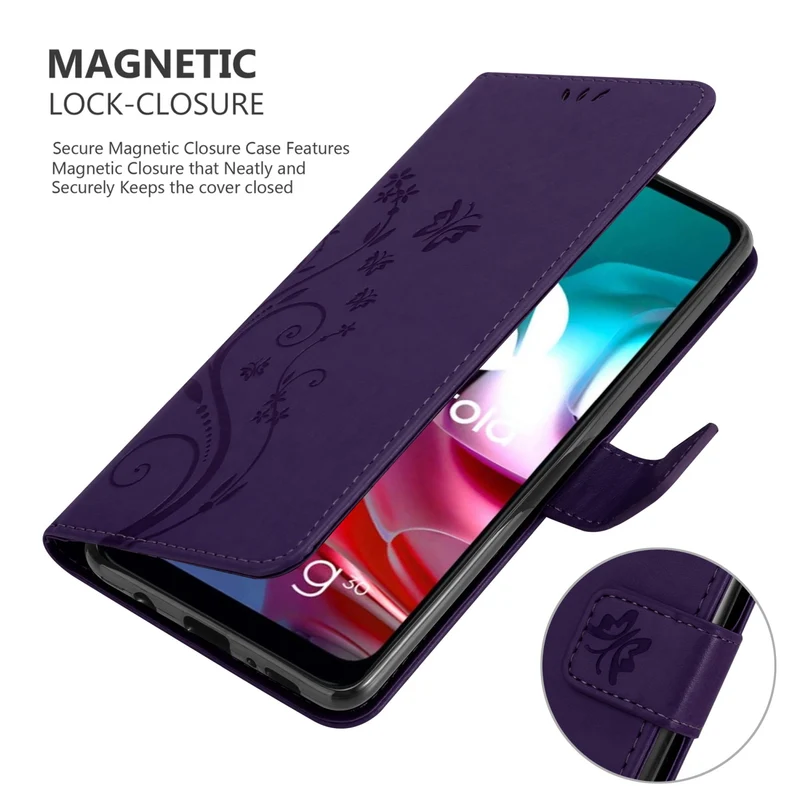 Cadorabo Hülle kompatibel mit Motorola MOTO G10 / G30 Schutzhülle im Blumen Design mit Magnetverschluss, Standfunktion und Kartenfächern