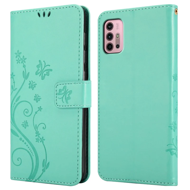Cadorabo Hülle kompatibel mit Motorola MOTO G10 / G30 Schutzhülle im Blumen Design mit Magnetverschluss, Standfunktion und Kartenfächern