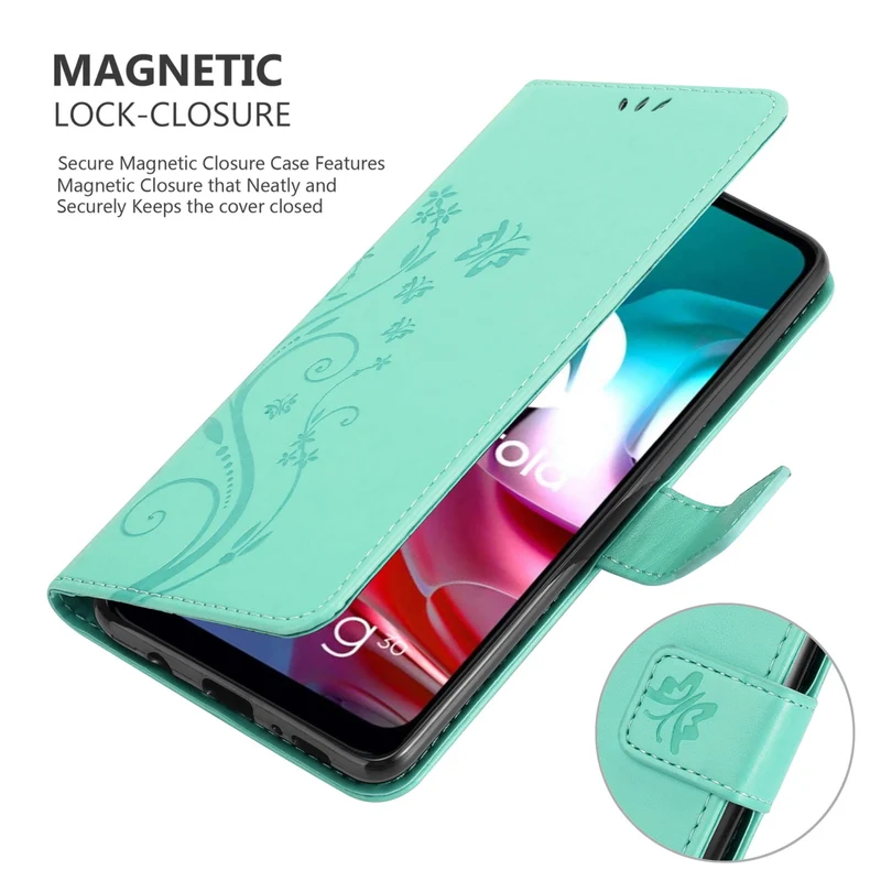 Cadorabo Hülle kompatibel mit Motorola MOTO G10 / G30 Schutzhülle im Blumen Design mit Magnetverschluss, Standfunktion und Kartenfächern