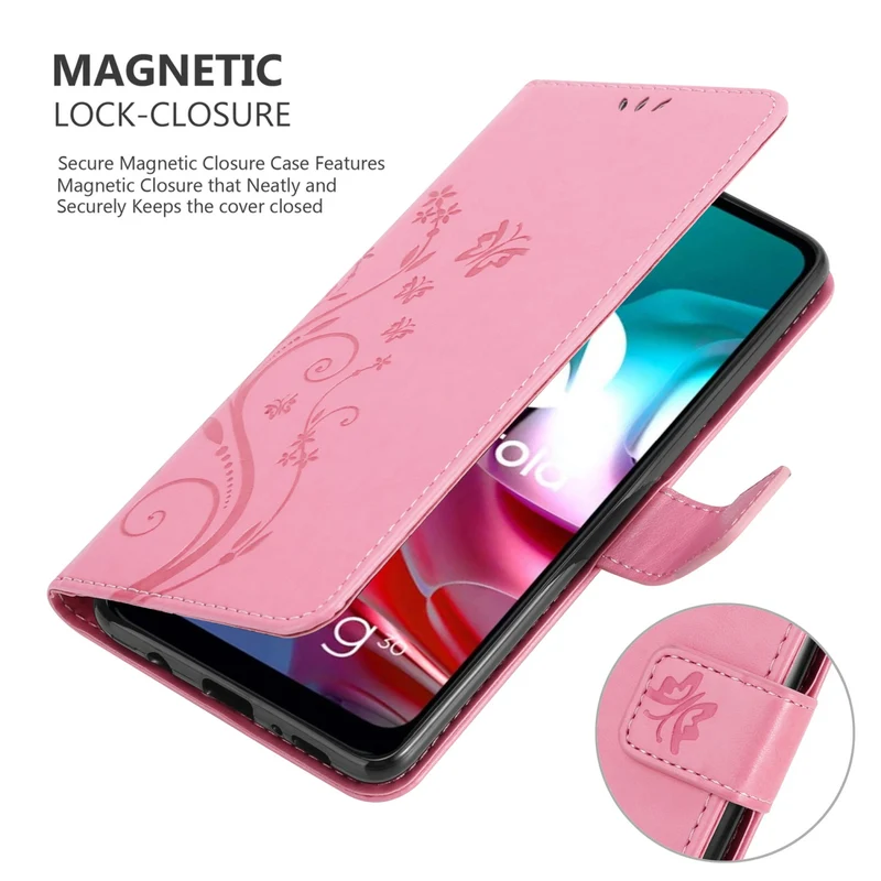 Cadorabo Hülle kompatibel mit Motorola MOTO G10 / G30 Schutzhülle im Blumen Design mit Magnetverschluss, Standfunktion und Kartenfächern