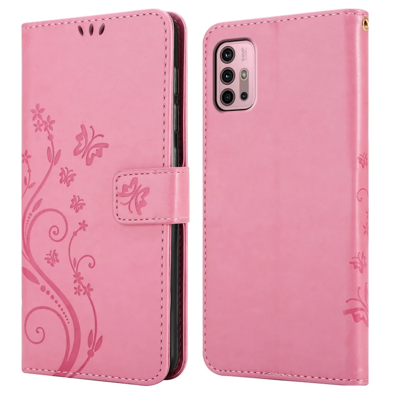 Cadorabo Hülle kompatibel mit Motorola MOTO G10 / G30 Schutzhülle im Blumen Design mit Magnetverschluss, Standfunktion und Kartenfächern