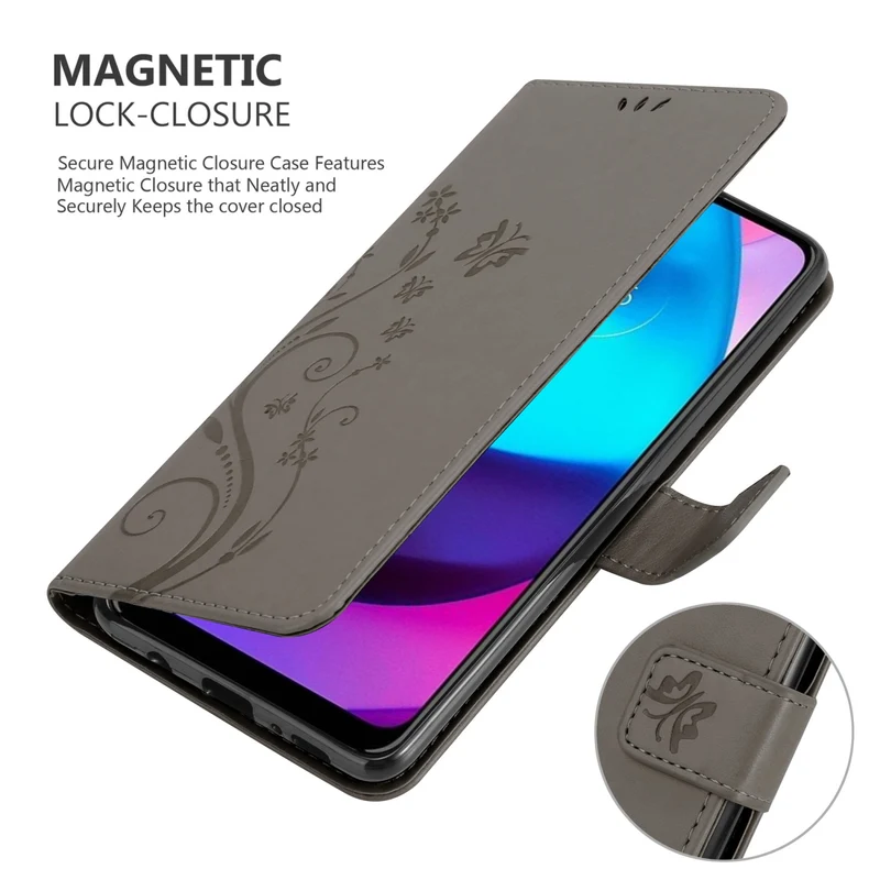 Cadorabo Hülle kompatibel mit Motorola MOTO E20 / E30 / E40 Schutzhülle im Blumen Design mit Magnetverschluss, Standfunktion und Kartenfächern