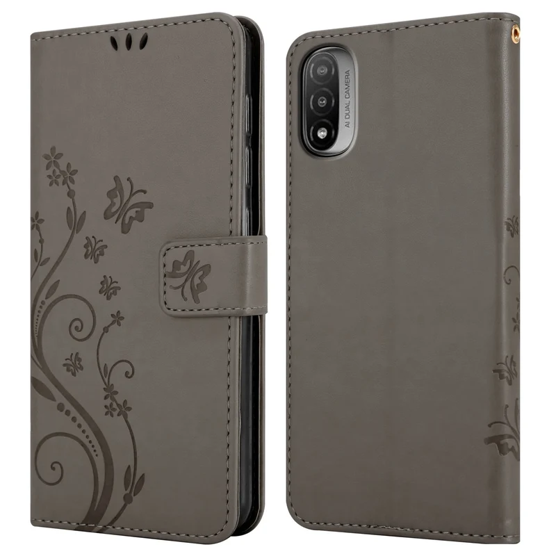 Cadorabo Hülle kompatibel mit Motorola MOTO E20 / E30 / E40 Schutzhülle im Blumen Design mit Magnetverschluss, Standfunktion und Kartenfächern