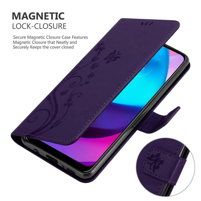 Cadorabo Hülle kompatibel mit Motorola MOTO E20 / E30 / E40 Schutzhülle im Blumen Design mit Magnetverschluss, Standfunktion und Kartenfächern