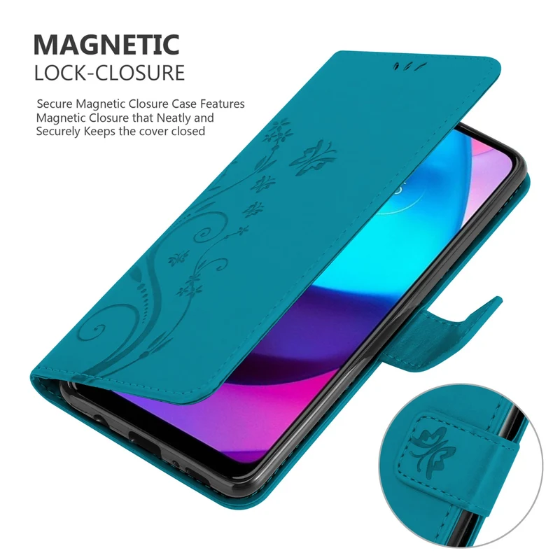 Cadorabo Hülle kompatibel mit Motorola MOTO E20 / E30 / E40 Schutzhülle im Blumen Design mit Magnetverschluss, Standfunktion und Kartenfächern
