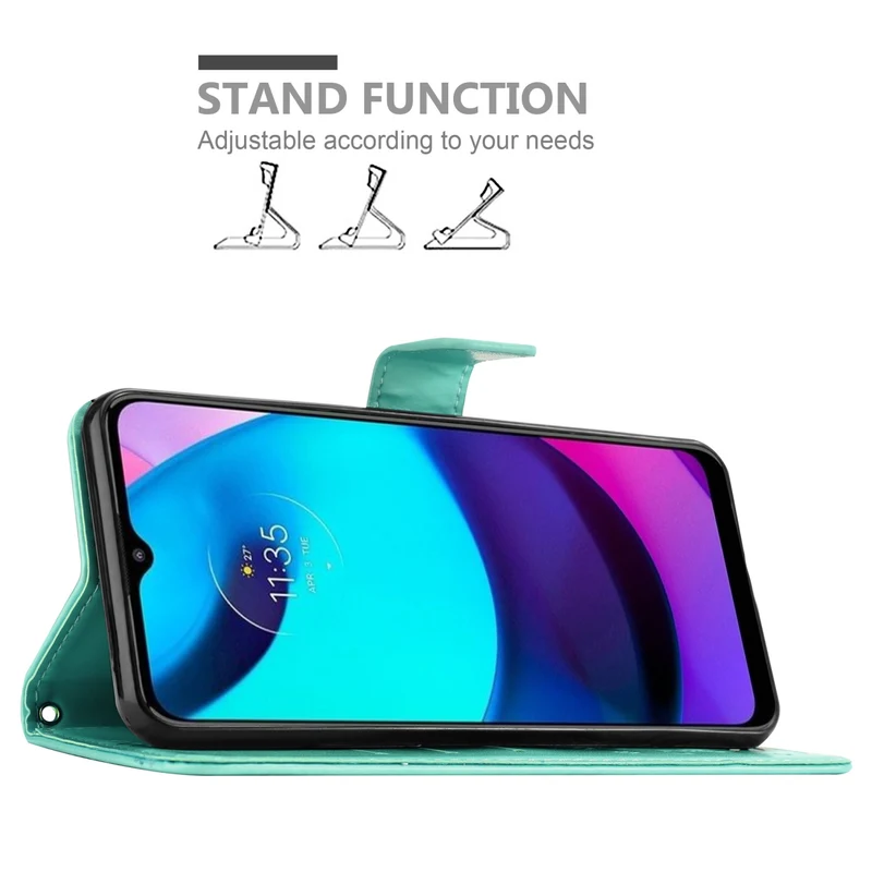 Cadorabo Hülle kompatibel mit Motorola MOTO E20 / E30 / E40 Schutzhülle im Blumen Design mit Magnetverschluss, Standfunktion und Kartenfächern