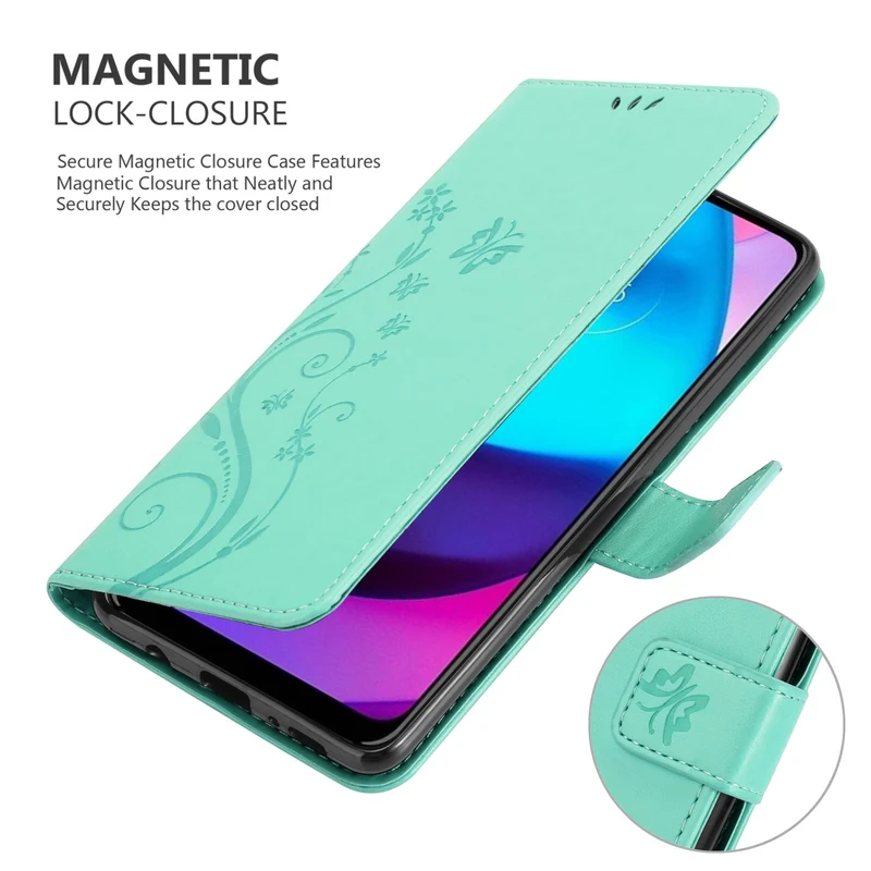 Cadorabo Hülle kompatibel mit Motorola MOTO E20 / E30 / E40 Schutzhülle im Blumen Design mit Magnetverschluss, Standfunktion und Kartenfächern
