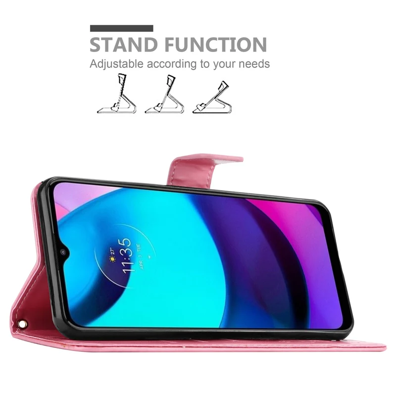 Cadorabo Hülle kompatibel mit Motorola MOTO E20 / E30 / E40 Schutzhülle im Blumen Design mit Magnetverschluss, Standfunktion und Kartenfächern