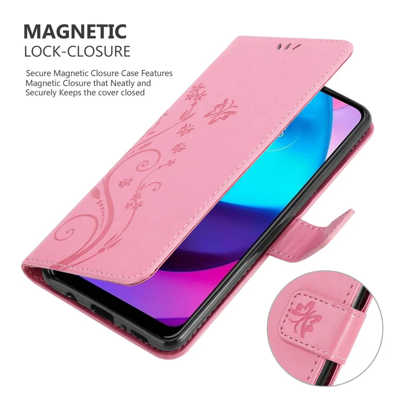 Cadorabo Hülle kompatibel mit Motorola MOTO E20 / E30 / E40 Schutzhülle im Blumen Design mit Magnetverschluss, Standfunktion und Kartenfächern