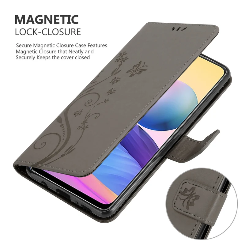 Cadorabo Hülle kompatibel mit Xiaomi RedMi NOTE 10 5G / POCO M3 PRO 5G Schutzhülle im Blumen Design mit Magnetverschluss, Standfunktion und Kartenfächern