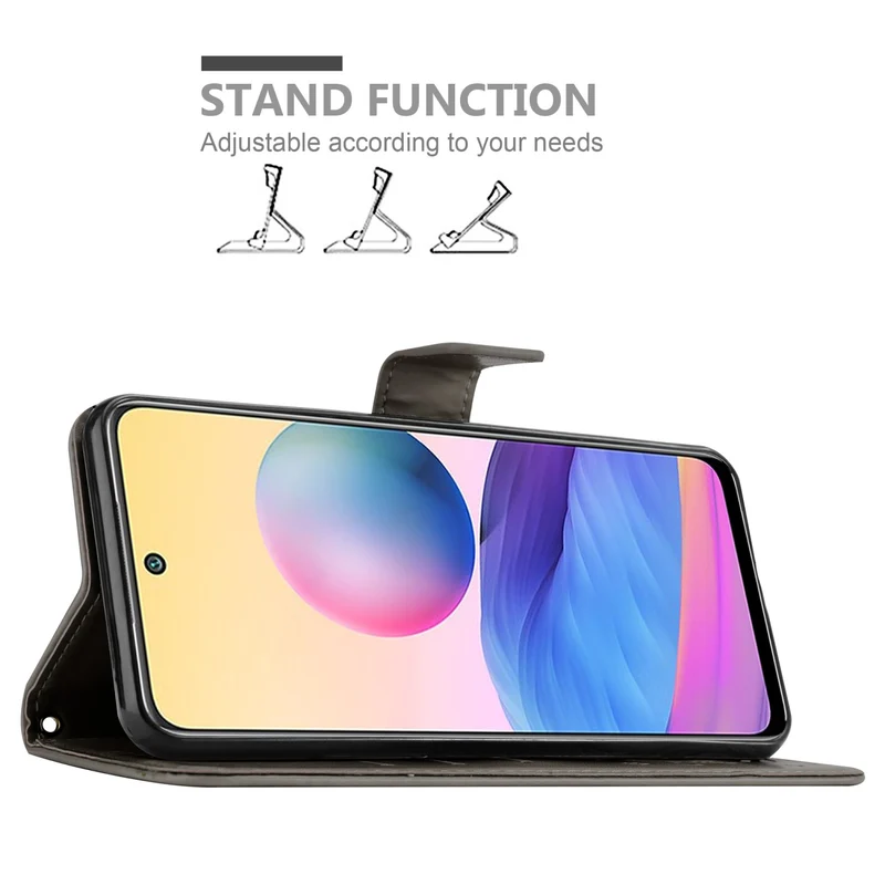 Cadorabo Hülle kompatibel mit Xiaomi RedMi NOTE 10 5G / POCO M3 PRO 5G Schutzhülle im Blumen Design mit Magnetverschluss, Standfunktion und Kartenfächern