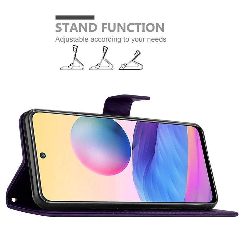 Cadorabo Hülle kompatibel mit Xiaomi RedMi NOTE 10 5G / POCO M3 PRO 5G Schutzhülle im Blumen Design mit Magnetverschluss, Standfunktion und Kartenfächern