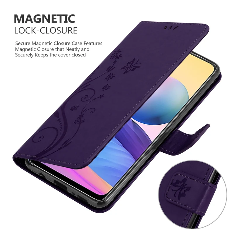 Cadorabo Hülle kompatibel mit Xiaomi RedMi NOTE 10 5G / POCO M3 PRO 5G Schutzhülle im Blumen Design mit Magnetverschluss, Standfunktion und Kartenfächern