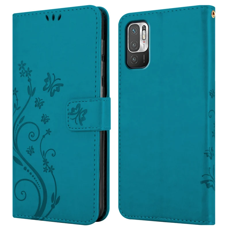 Cadorabo Hülle kompatibel mit Xiaomi RedMi NOTE 10 5G / POCO M3 PRO 5G Schutzhülle im Blumen Design mit Magnetverschluss, Standfunktion und Kartenfächern