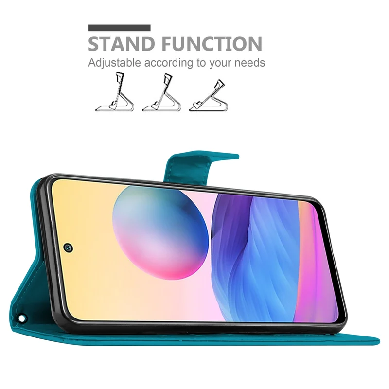Cadorabo Hülle kompatibel mit Xiaomi RedMi NOTE 10 5G / POCO M3 PRO 5G Schutzhülle im Blumen Design mit Magnetverschluss, Standfunktion und Kartenfächern