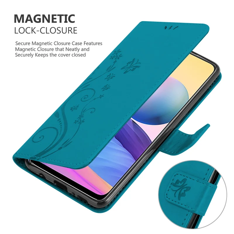 Cadorabo Hülle kompatibel mit Xiaomi RedMi NOTE 10 5G / POCO M3 PRO 5G Schutzhülle im Blumen Design mit Magnetverschluss, Standfunktion und Kartenfächern