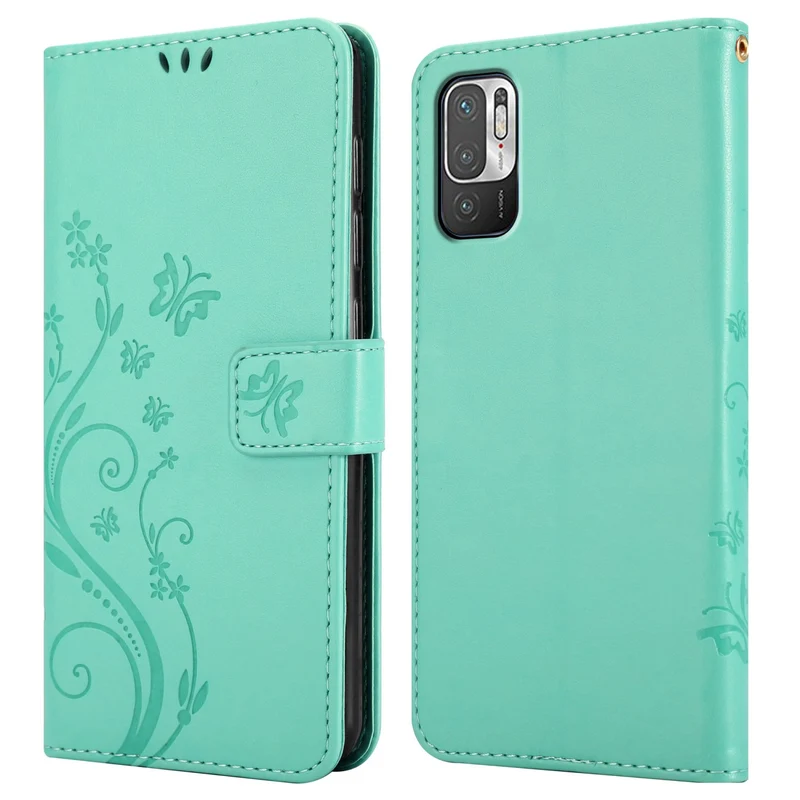 Cadorabo Hülle kompatibel mit Xiaomi RedMi NOTE 10 5G / POCO M3 PRO 5G Schutzhülle im Blumen Design mit Magnetverschluss, Standfunktion und Kartenfächern