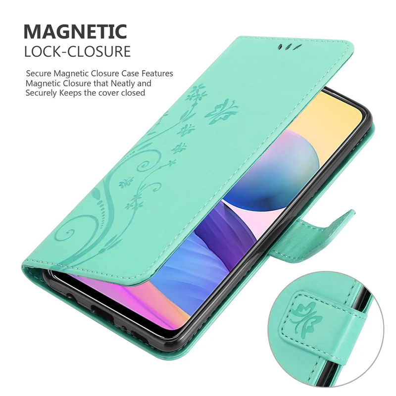 Cadorabo Hülle kompatibel mit Xiaomi RedMi NOTE 10 5G / POCO M3 PRO 5G Schutzhülle im Blumen Design mit Magnetverschluss, Standfunktion und Kartenfächern