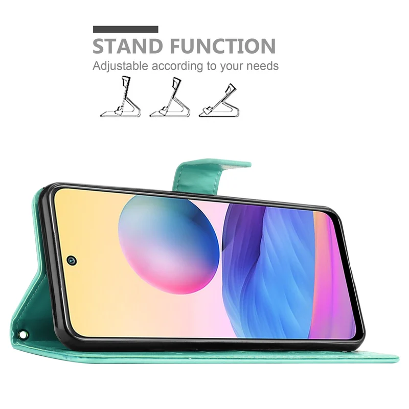 Cadorabo Hülle kompatibel mit Xiaomi RedMi NOTE 10 5G / POCO M3 PRO 5G Schutzhülle im Blumen Design mit Magnetverschluss, Standfunktion und Kartenfächern