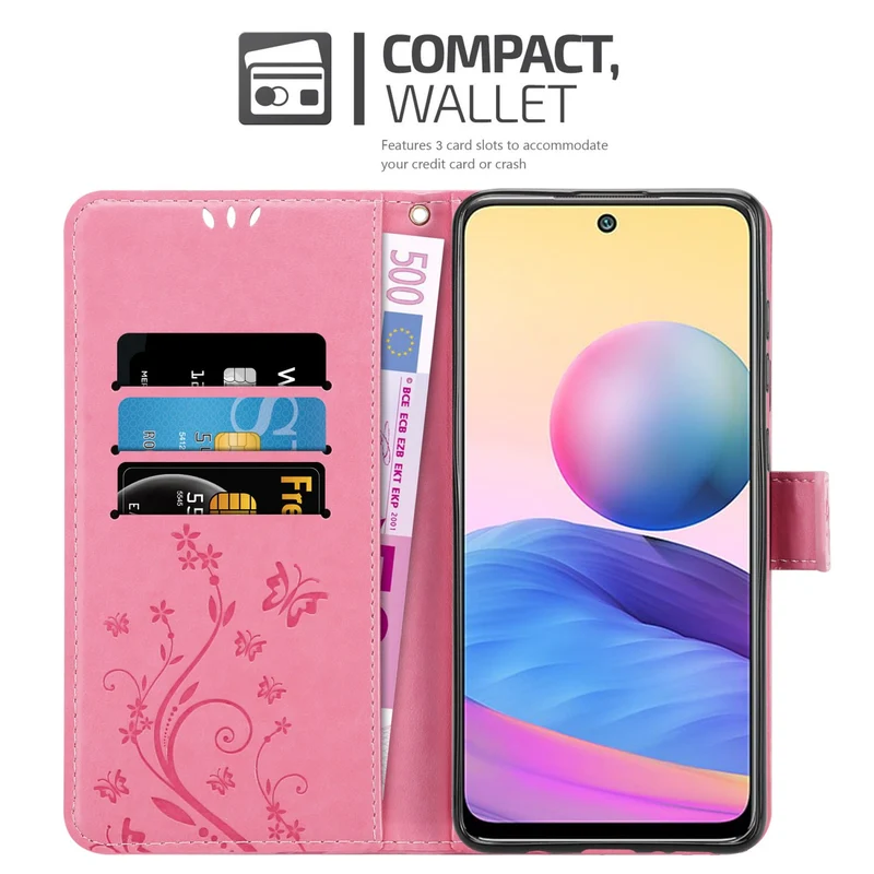 Cadorabo Hülle kompatibel mit Xiaomi RedMi NOTE 10 5G / POCO M3 PRO 5G Schutzhülle im Blumen Design mit Magnetverschluss, Standfunktion und Kartenfächern