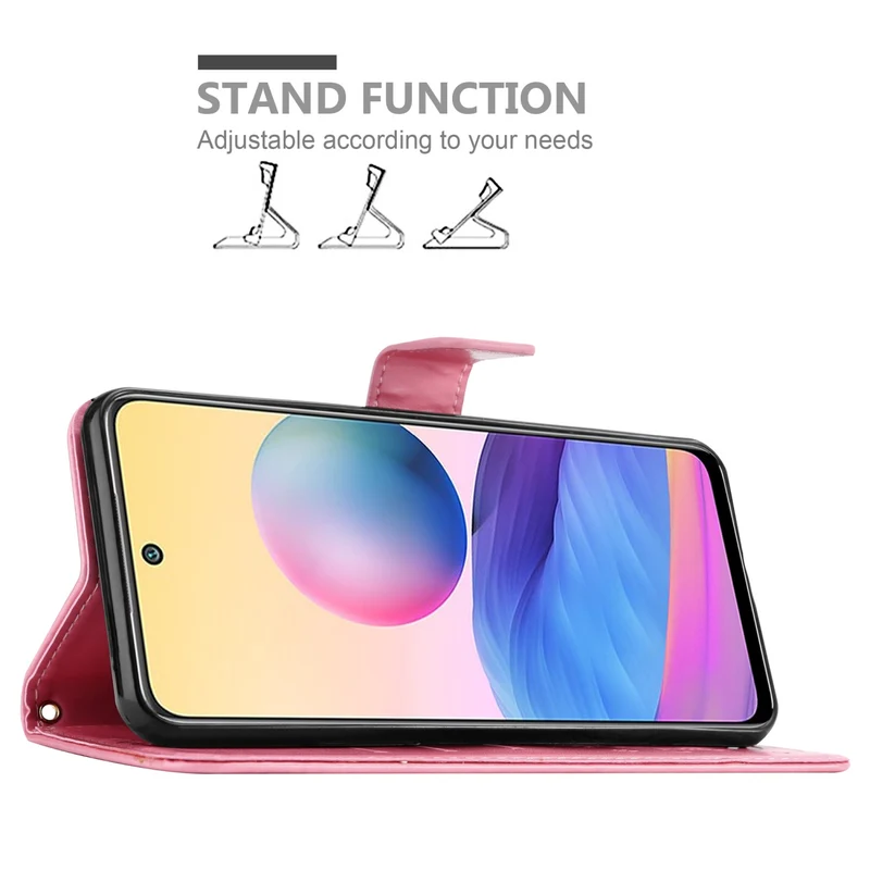Cadorabo Hülle kompatibel mit Xiaomi RedMi NOTE 10 5G / POCO M3 PRO 5G Schutzhülle im Blumen Design mit Magnetverschluss, Standfunktion und Kartenfächern