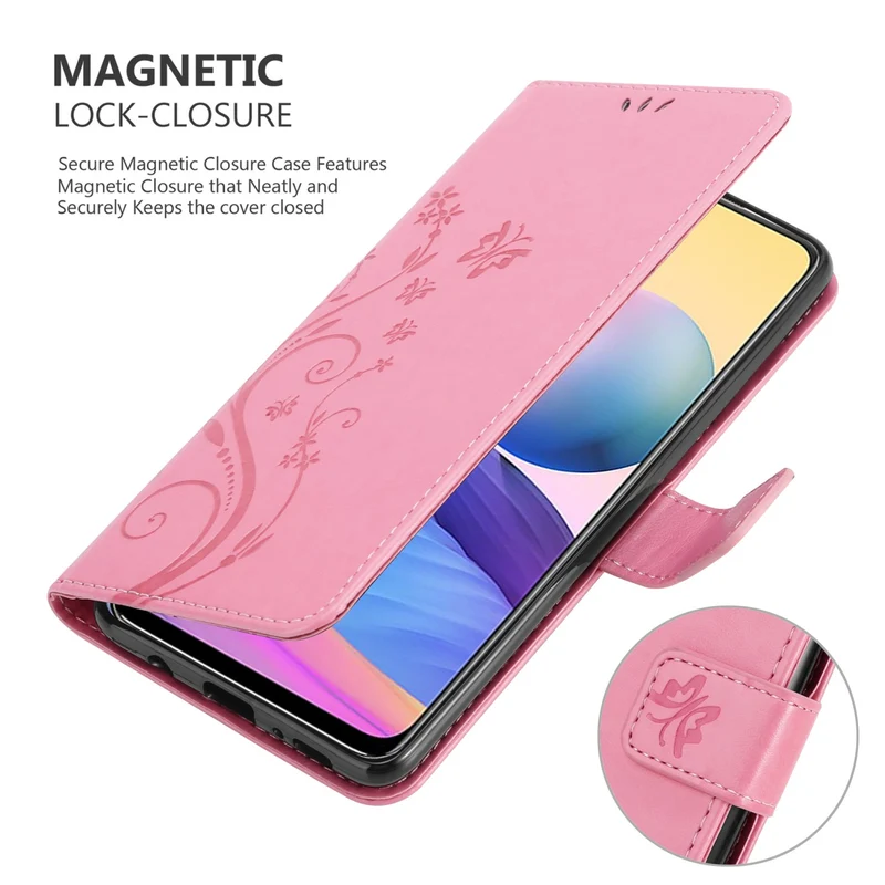 Cadorabo Hülle kompatibel mit Xiaomi RedMi NOTE 10 5G / POCO M3 PRO 5G Schutzhülle im Blumen Design mit Magnetverschluss, Standfunktion und Kartenfächern