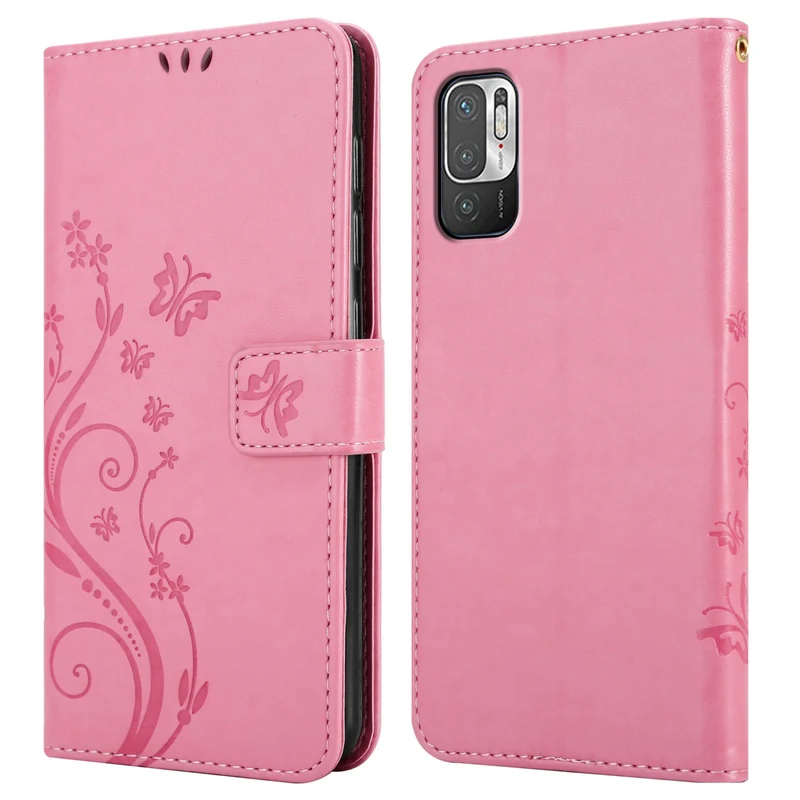 Cadorabo Hülle kompatibel mit Xiaomi RedMi NOTE 10 5G / POCO M3 PRO 5G Schutzhülle im Blumen Design mit Magnetverschluss, Standfunktion und Kartenfächern