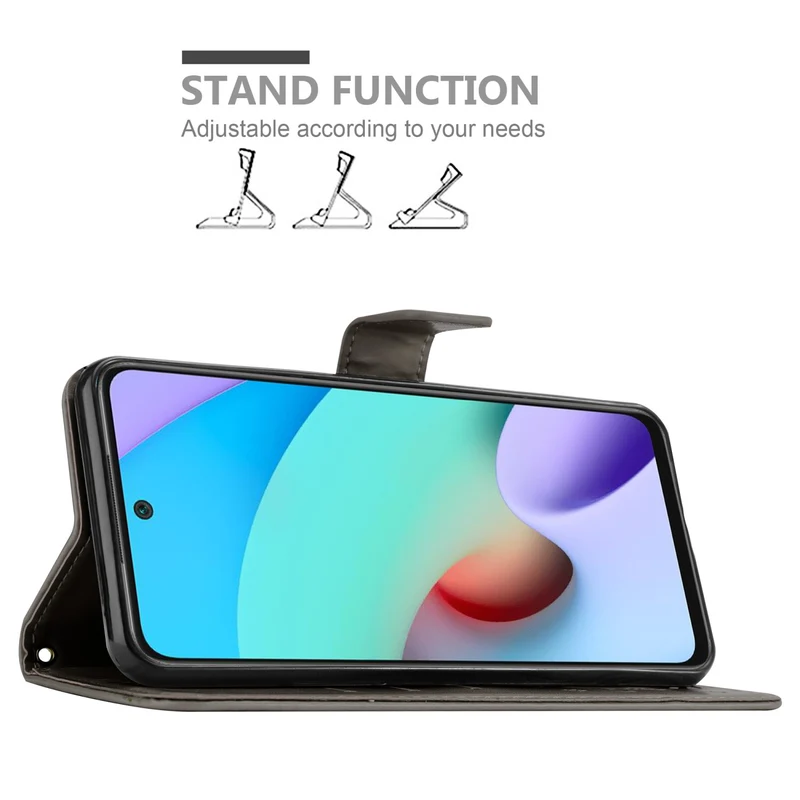 Cadorabo Hülle kompatibel mit Xiaomi RedMi 10 Schutzhülle im Blumen Design mit Magnetverschluss, Standfunktion und Kartenfächern