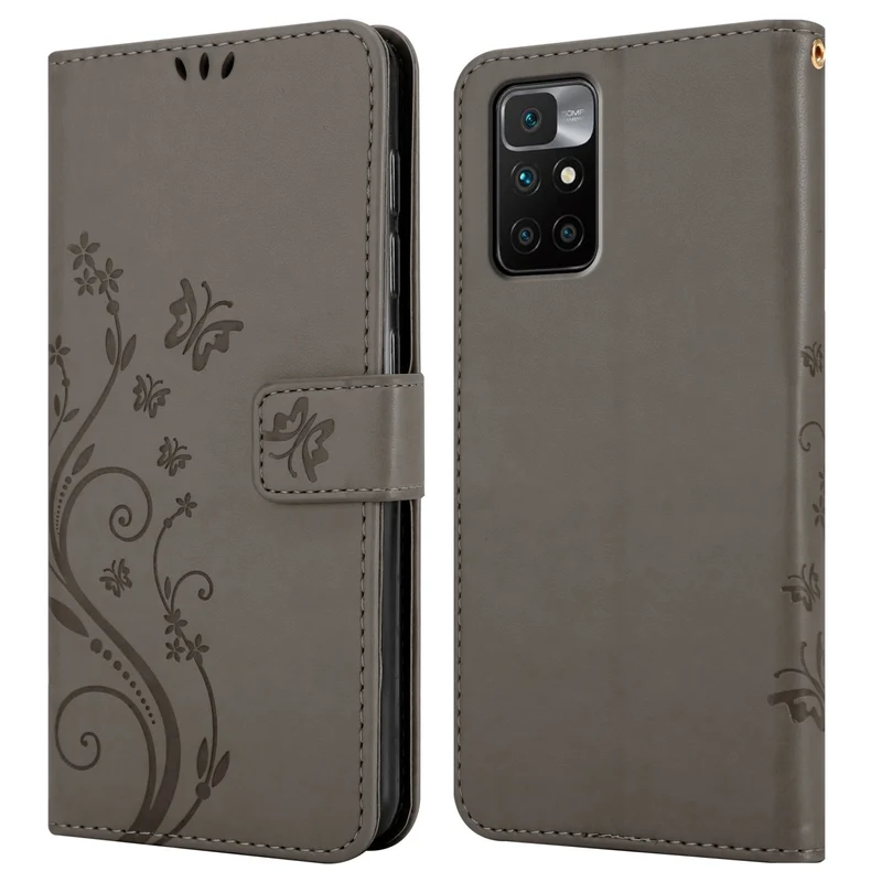 Cadorabo Hülle kompatibel mit Xiaomi RedMi 10 Schutzhülle im Blumen Design mit Magnetverschluss, Standfunktion und Kartenfächern