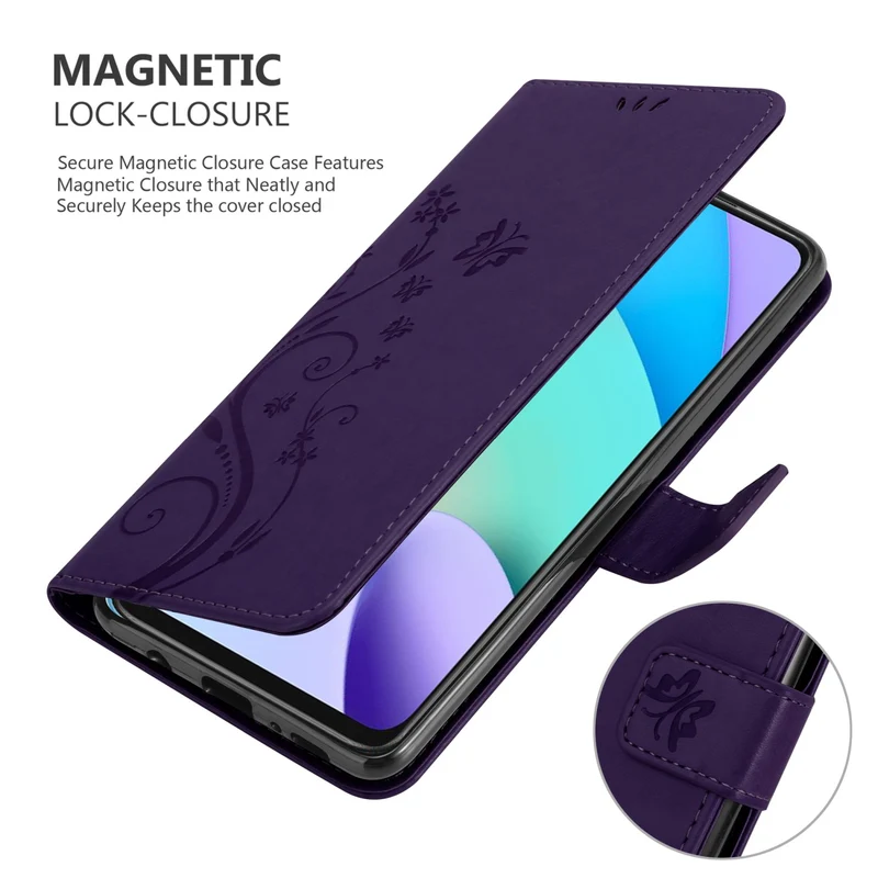 Cadorabo Hülle kompatibel mit Xiaomi RedMi 10 Schutzhülle im Blumen Design mit Magnetverschluss, Standfunktion und Kartenfächern