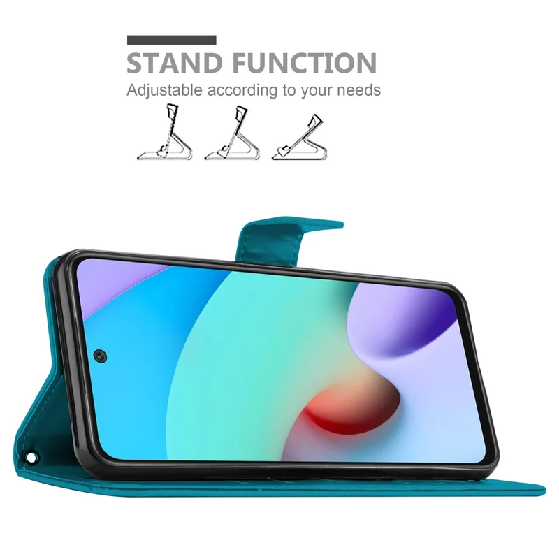 Cadorabo Hülle kompatibel mit Xiaomi RedMi 10 Schutzhülle im Blumen Design mit Magnetverschluss, Standfunktion und Kartenfächern