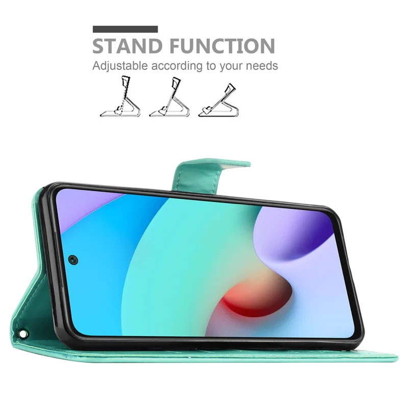 Cadorabo Hülle kompatibel mit Xiaomi RedMi 10 Schutzhülle im Blumen Design mit Magnetverschluss, Standfunktion und Kartenfächern
