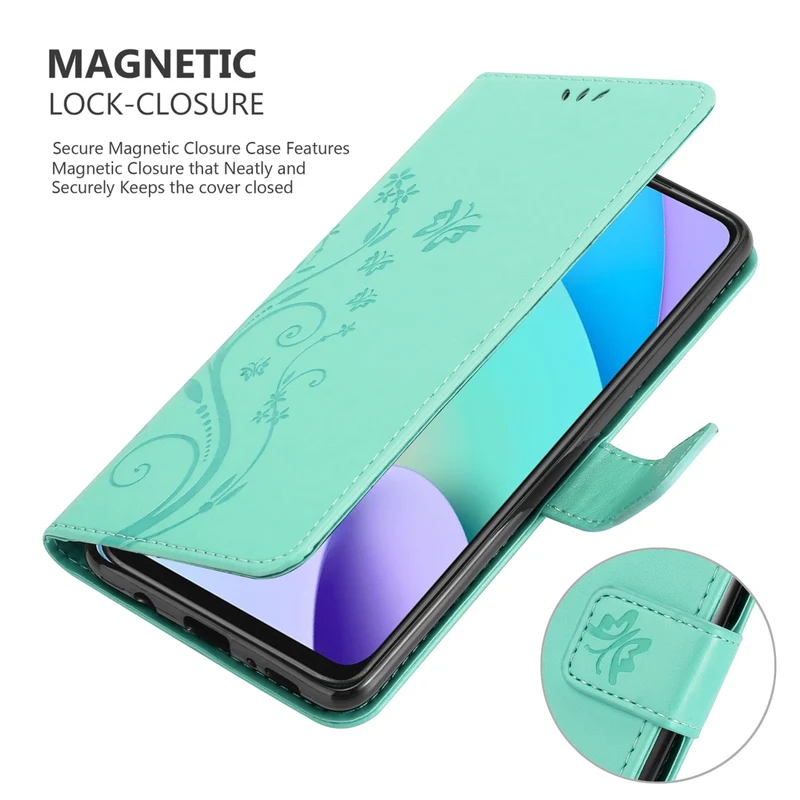 Cadorabo Hülle kompatibel mit Xiaomi RedMi 10 Schutzhülle im Blumen Design mit Magnetverschluss, Standfunktion und Kartenfächern