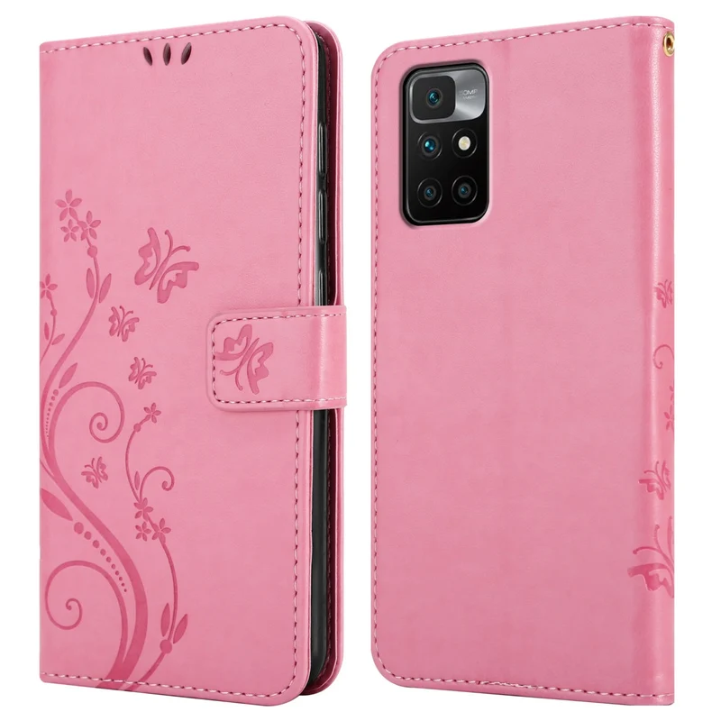 Cadorabo Hülle kompatibel mit Xiaomi RedMi 10 Schutzhülle im Blumen Design mit Magnetverschluss, Standfunktion und Kartenfächern