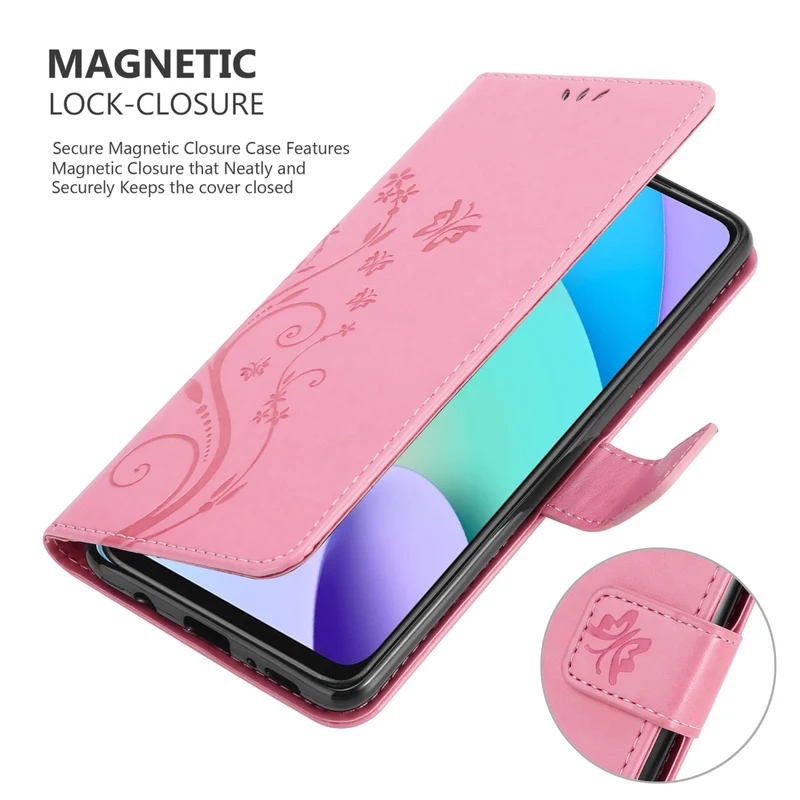 Cadorabo Hülle kompatibel mit Xiaomi RedMi 10 Schutzhülle im Blumen Design mit Magnetverschluss, Standfunktion und Kartenfächern