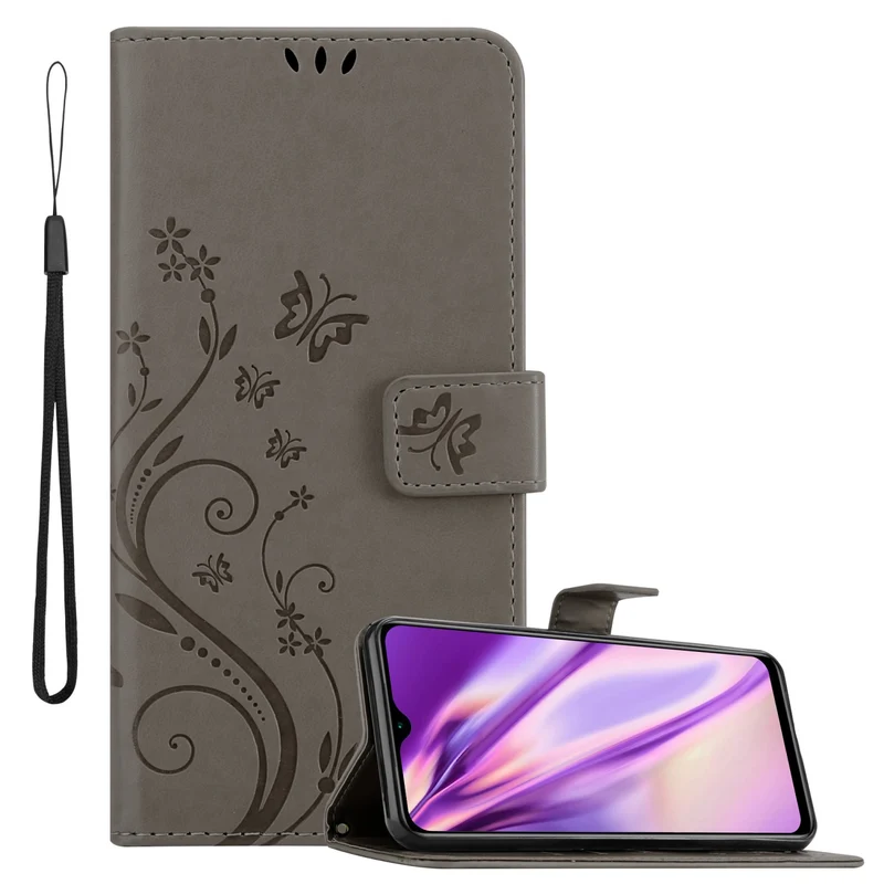 Cadorabo Hülle kompatibel mit Xiaomi RedMi 9T / POCO M3 Schutzhülle im Blumen Design mit Magnetverschluss, Standfunktion und Kartenfächern