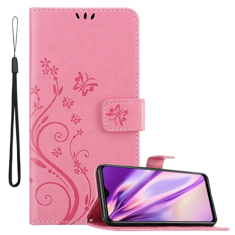 Cadorabo Hülle kompatibel mit Xiaomi RedMi 9T / POCO M3 Schutzhülle im Blumen Design mit Magnetverschluss, Standfunktion und Kartenfächern